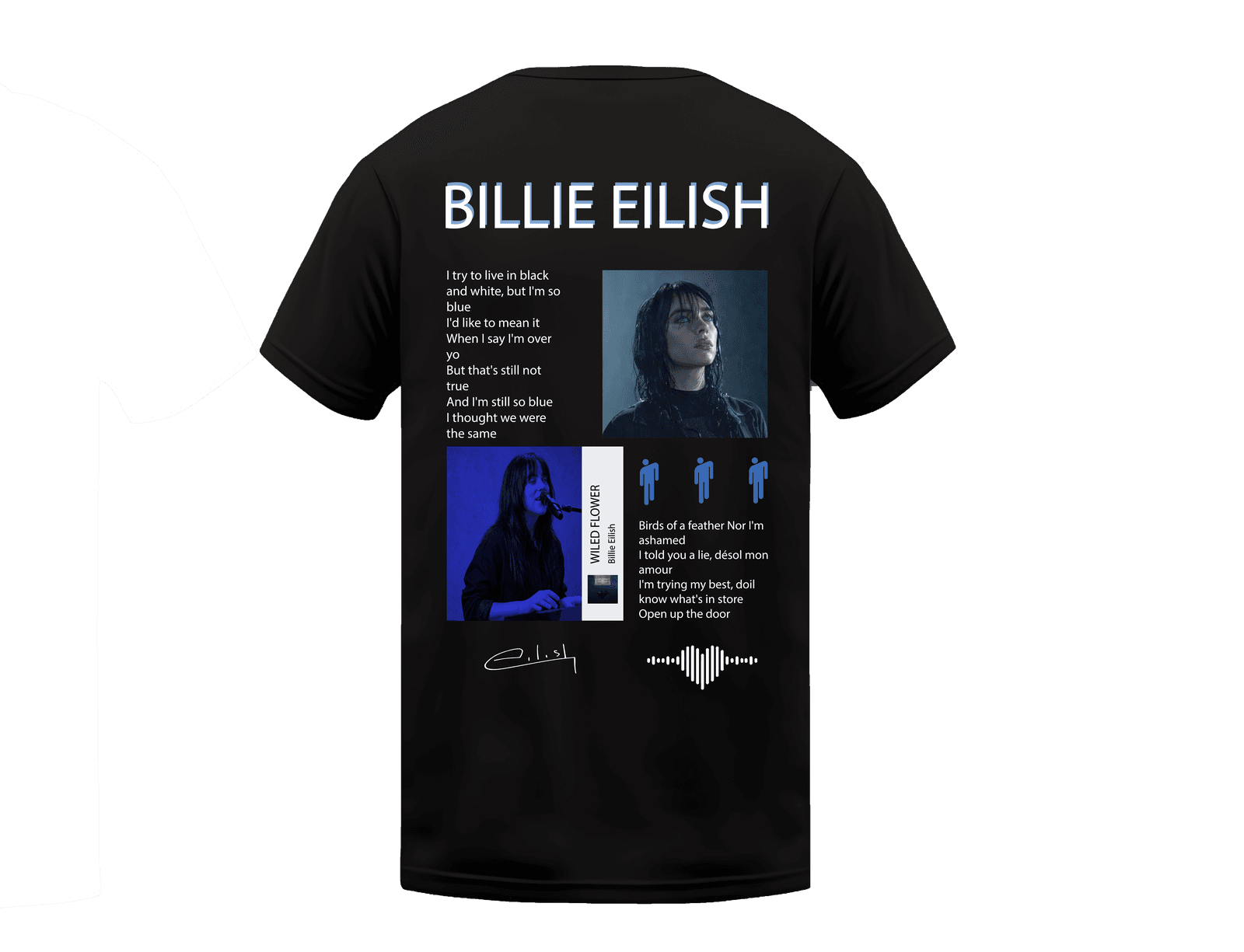 KIKO WEAR Billie Eilish Wildflower Black T-shirt