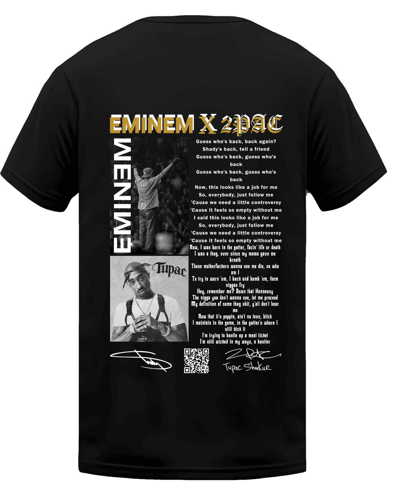 KIKO WEAR Eminem X 2Pac Black T-shirt