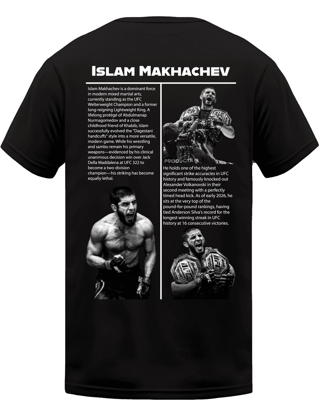 KIKO WEAR Islam Makhachev Black T-shirt